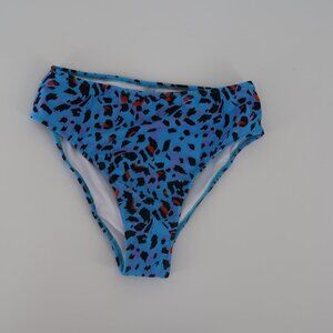 Blue Orange Leopard Print Bikini Bottoms Size Small Brand New w/o Tags